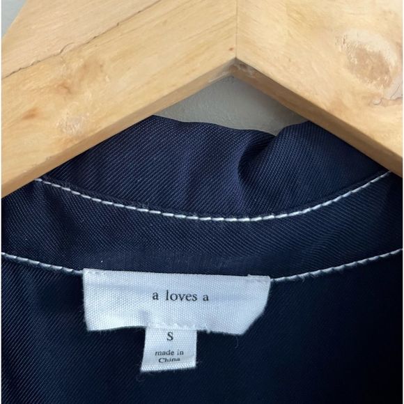 A LOVES A blue contrast stitch retro inspired wide leg button front jumpsuit - Picture 6 of 9